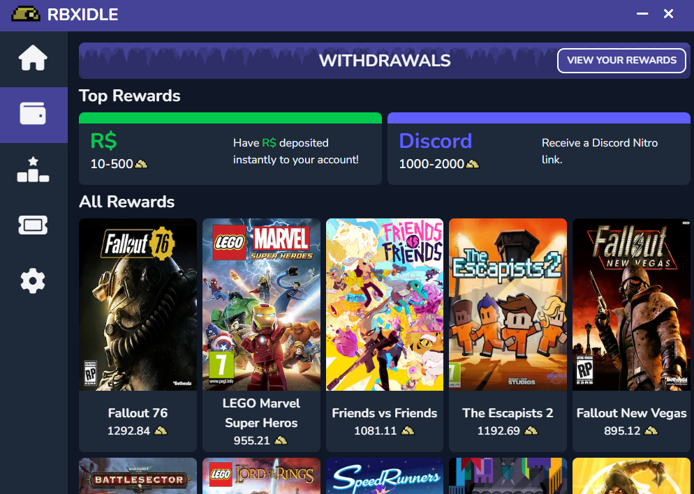 RBXIDLE Withdrawal Page